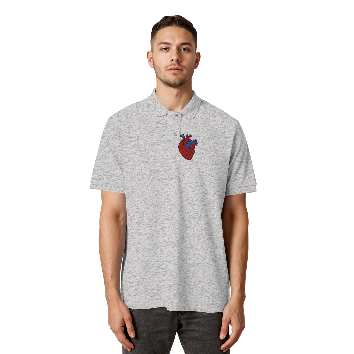 Anatomisch korrektes Herz - Organic Poloshirt