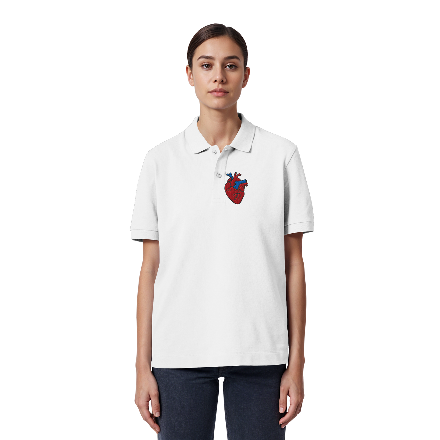 Anatomisch korrektes Herz - Organic Poloshirt