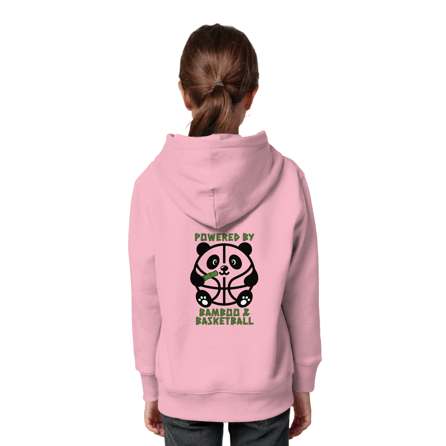 Basketball Panda Backprint - Kids Organic Hoodie