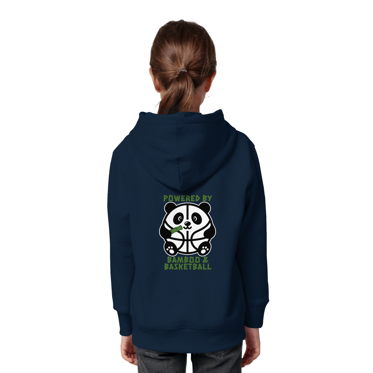 Basketball Panda Backprint - Kids Organic Hoodie