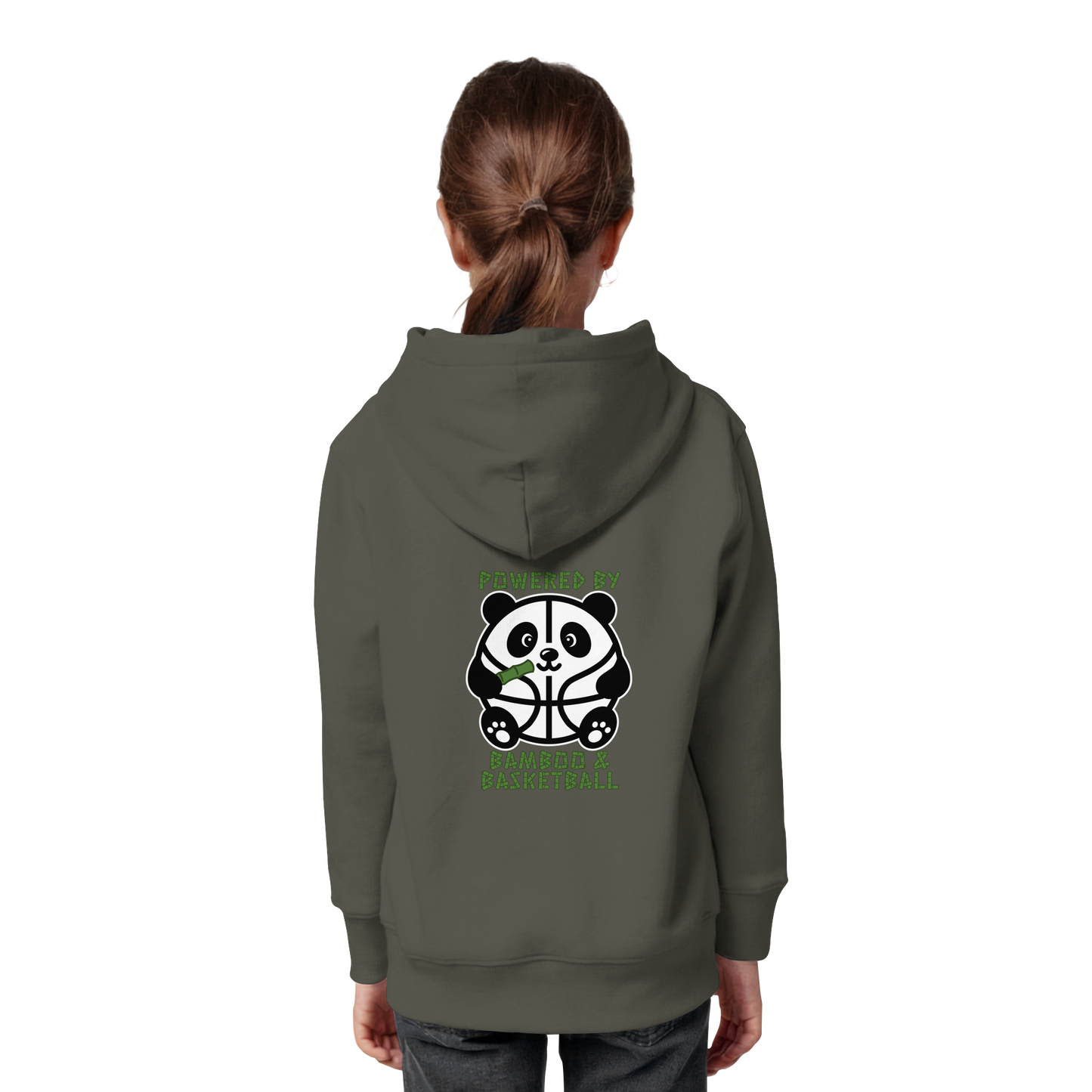 Basketball Panda Backprint - Kids Organic Hoodie