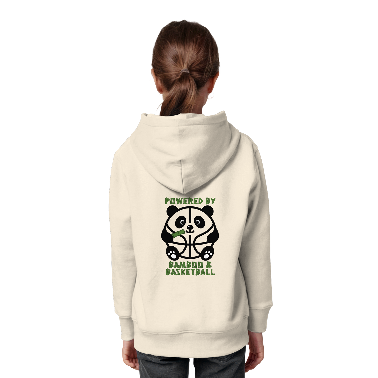 Basketball Panda Backprint - Kids Organic Hoodie