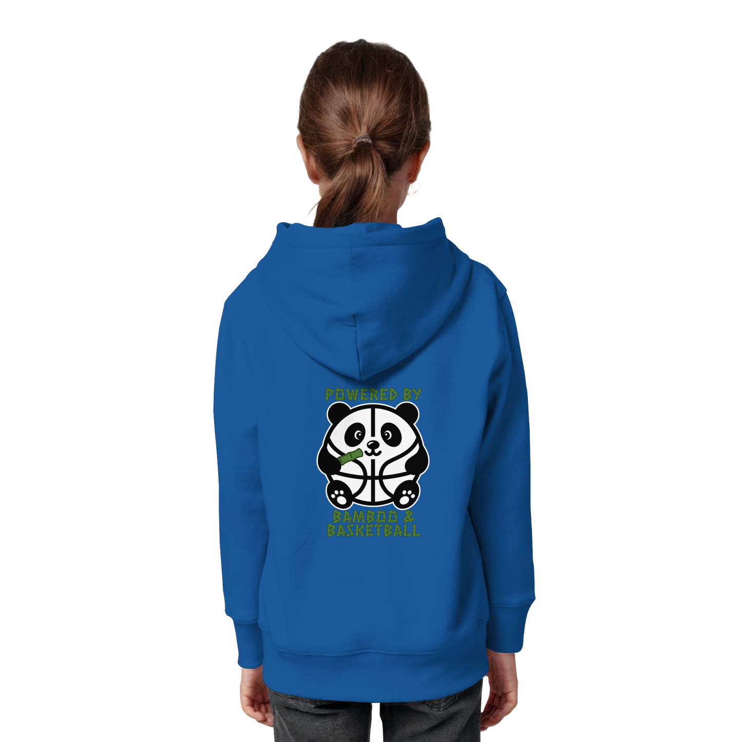Basketball Panda Backprint - Kids Organic Hoodie