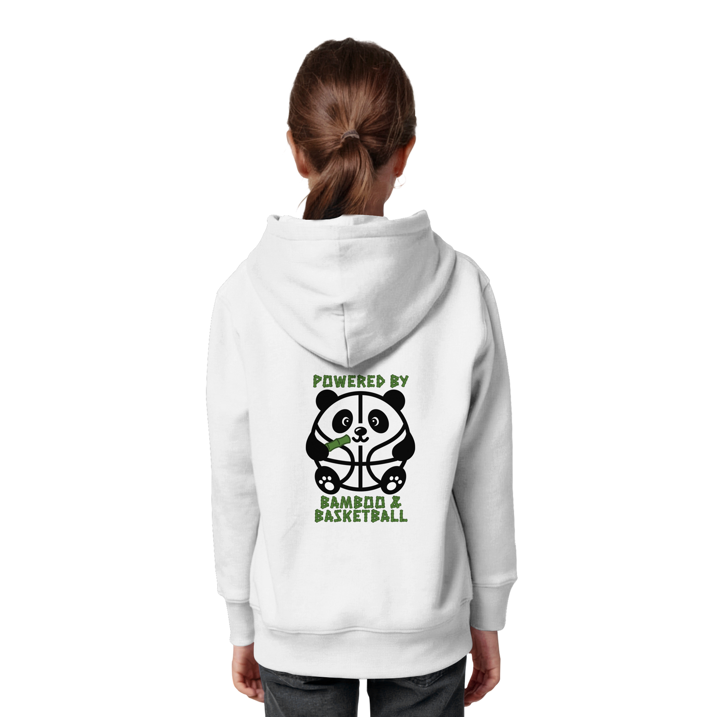 Basketball Panda Backprint - Kids Organic Hoodie