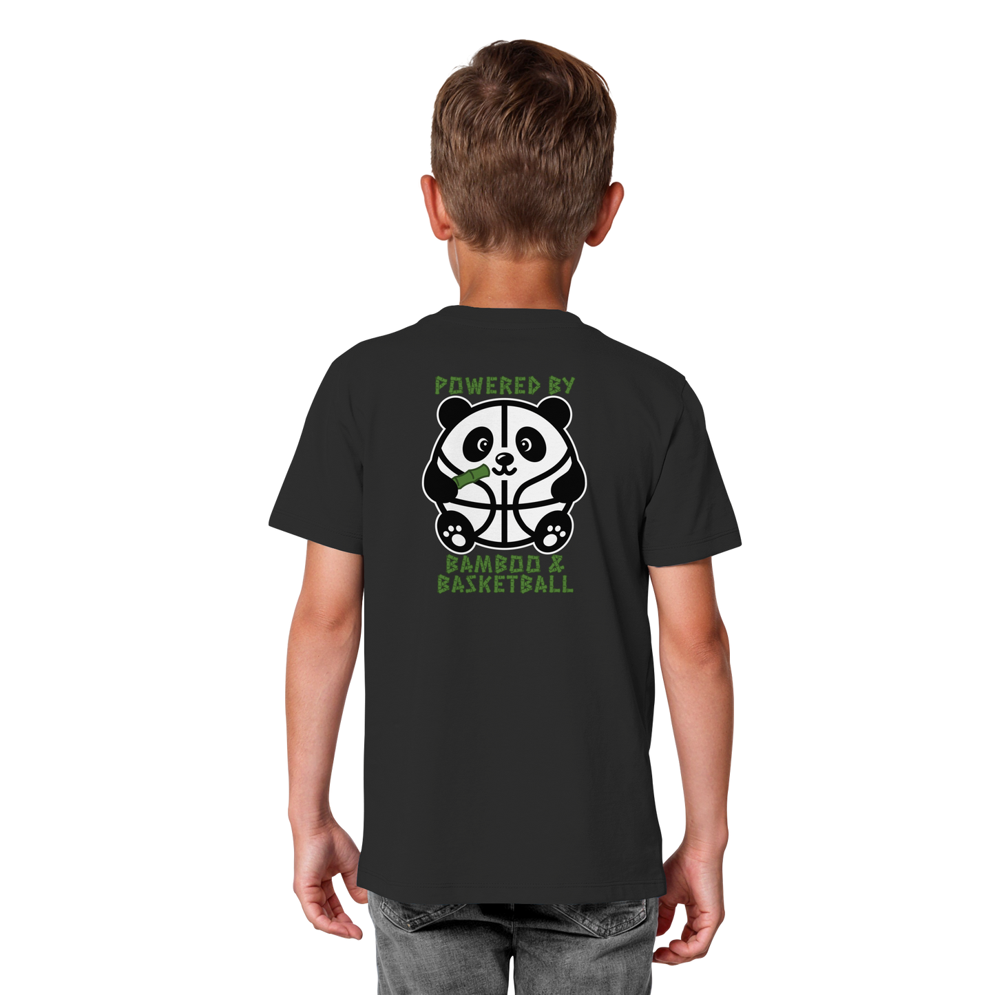 Basketball Panda Backprint - Kids Organic Shirt