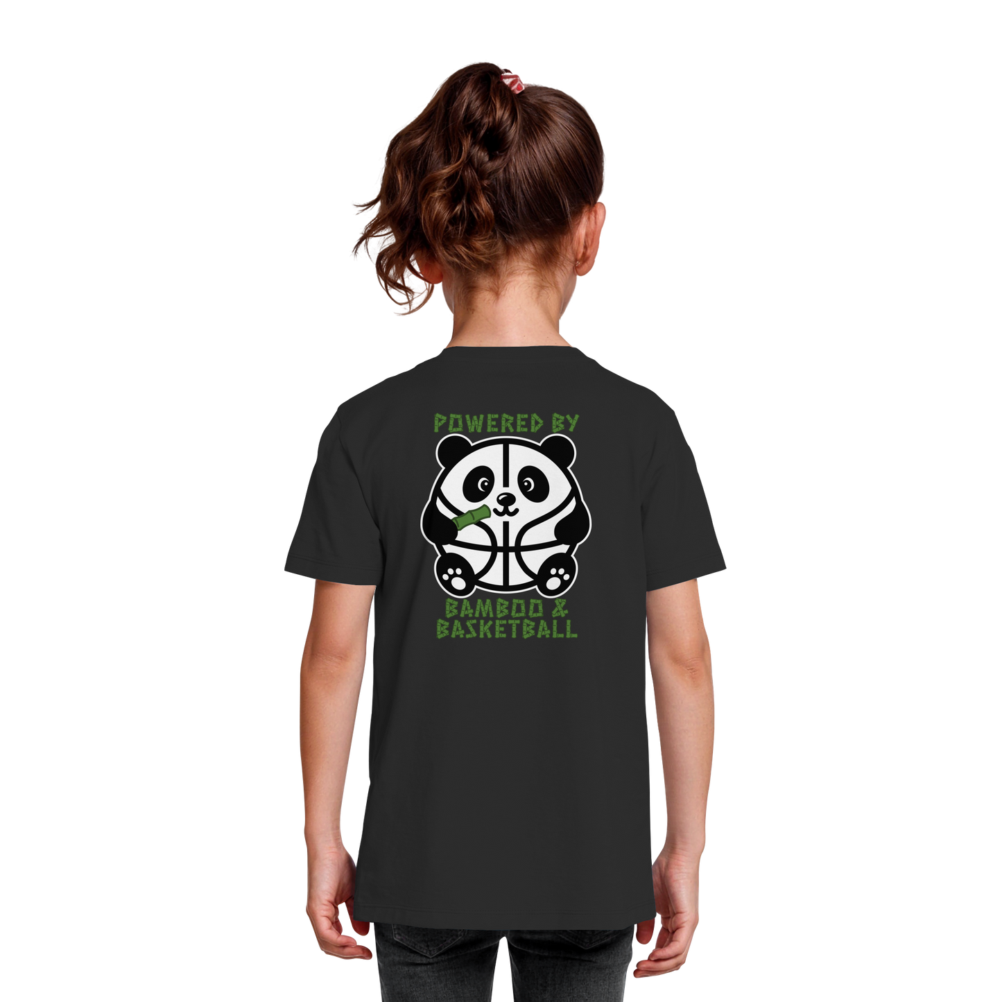 Basketball Panda Backprint - Kids Organic Shirt