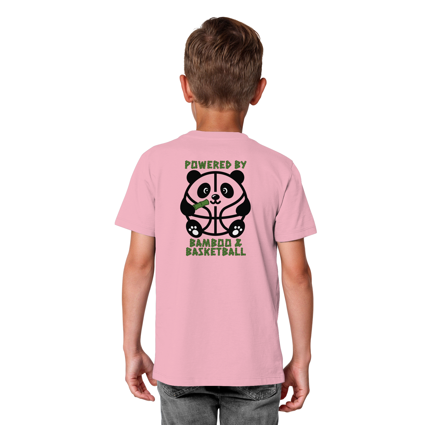 Basketball Panda Backprint - Kids Organic Shirt