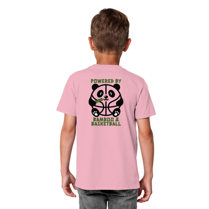 Basketball Panda Backprint - Kids Organic Shirt