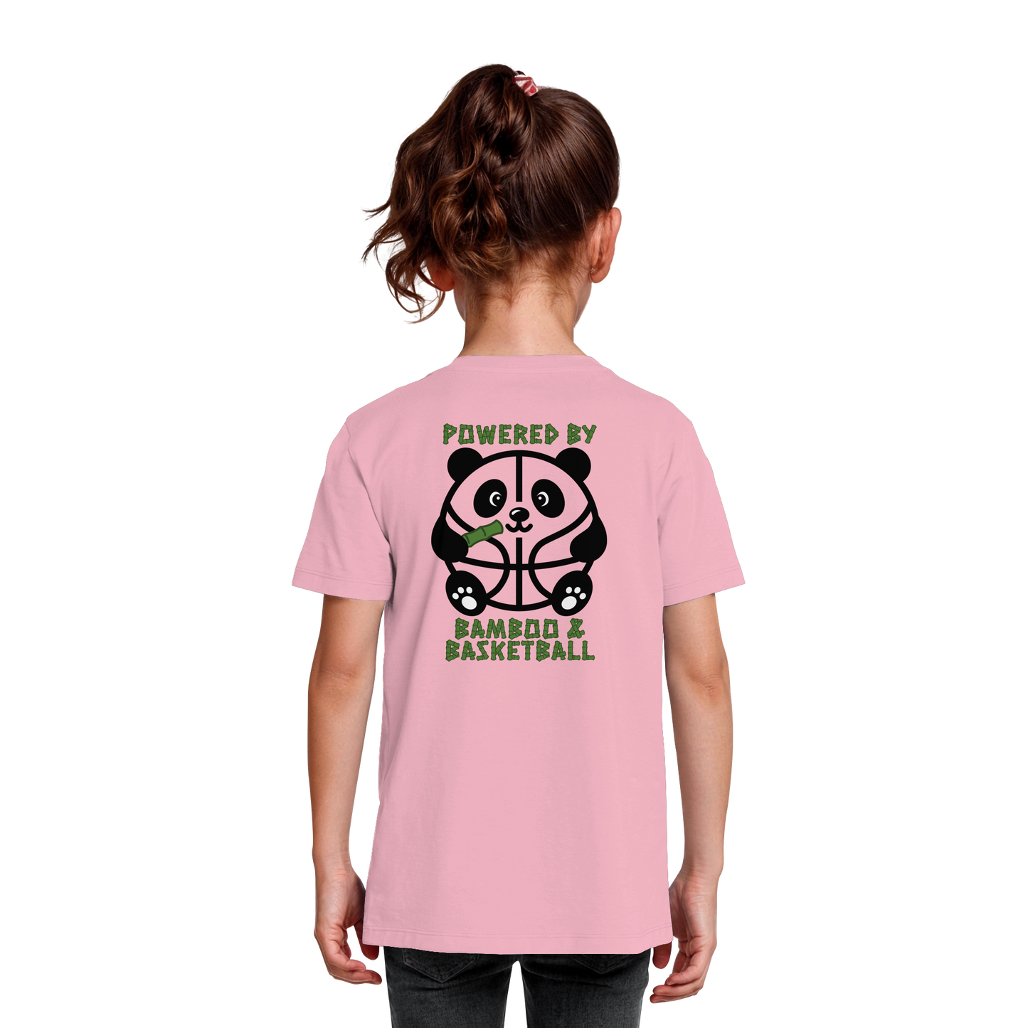 Basketball Panda Backprint - Kids Organic Shirt