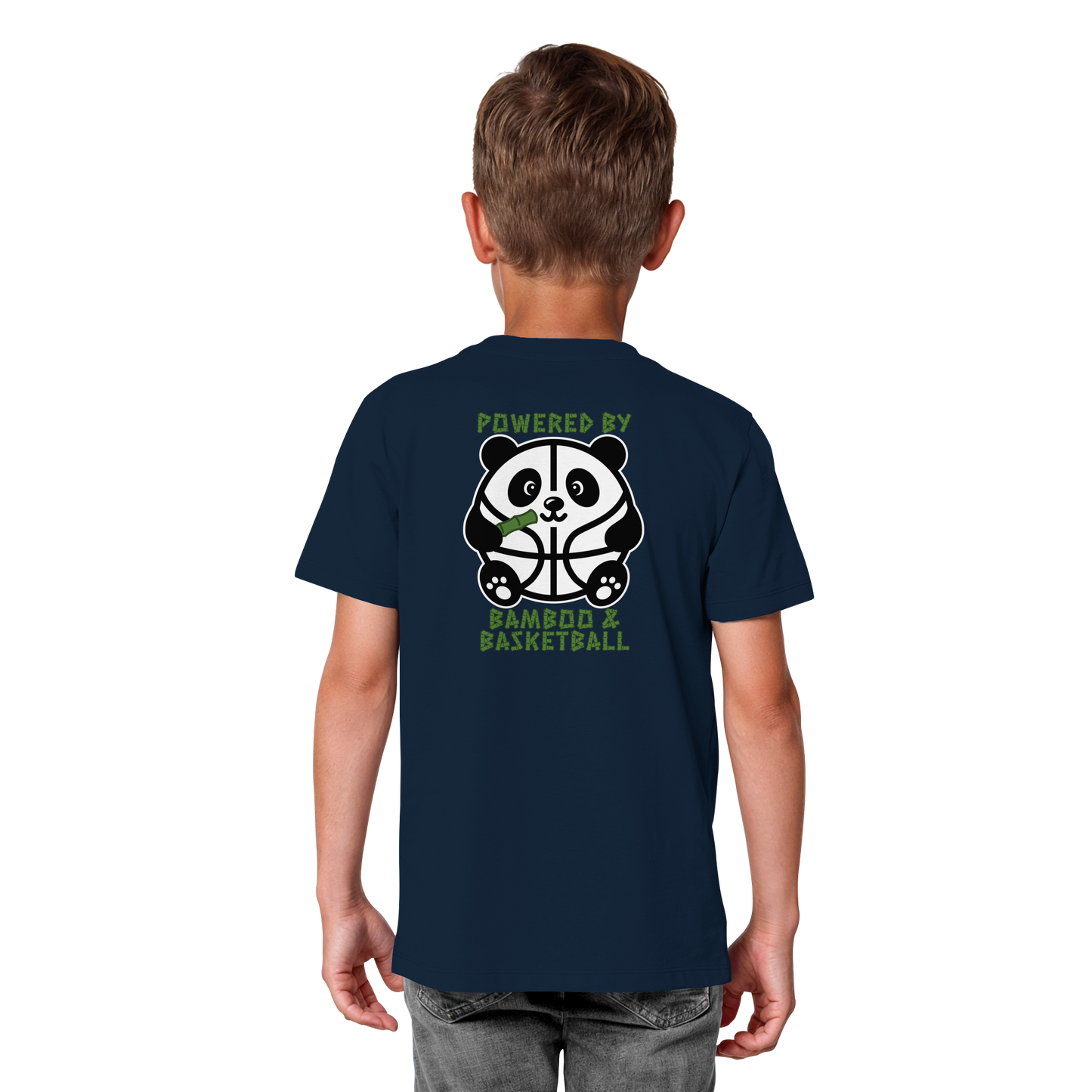 Basketball Panda Backprint - Kids Organic Shirt