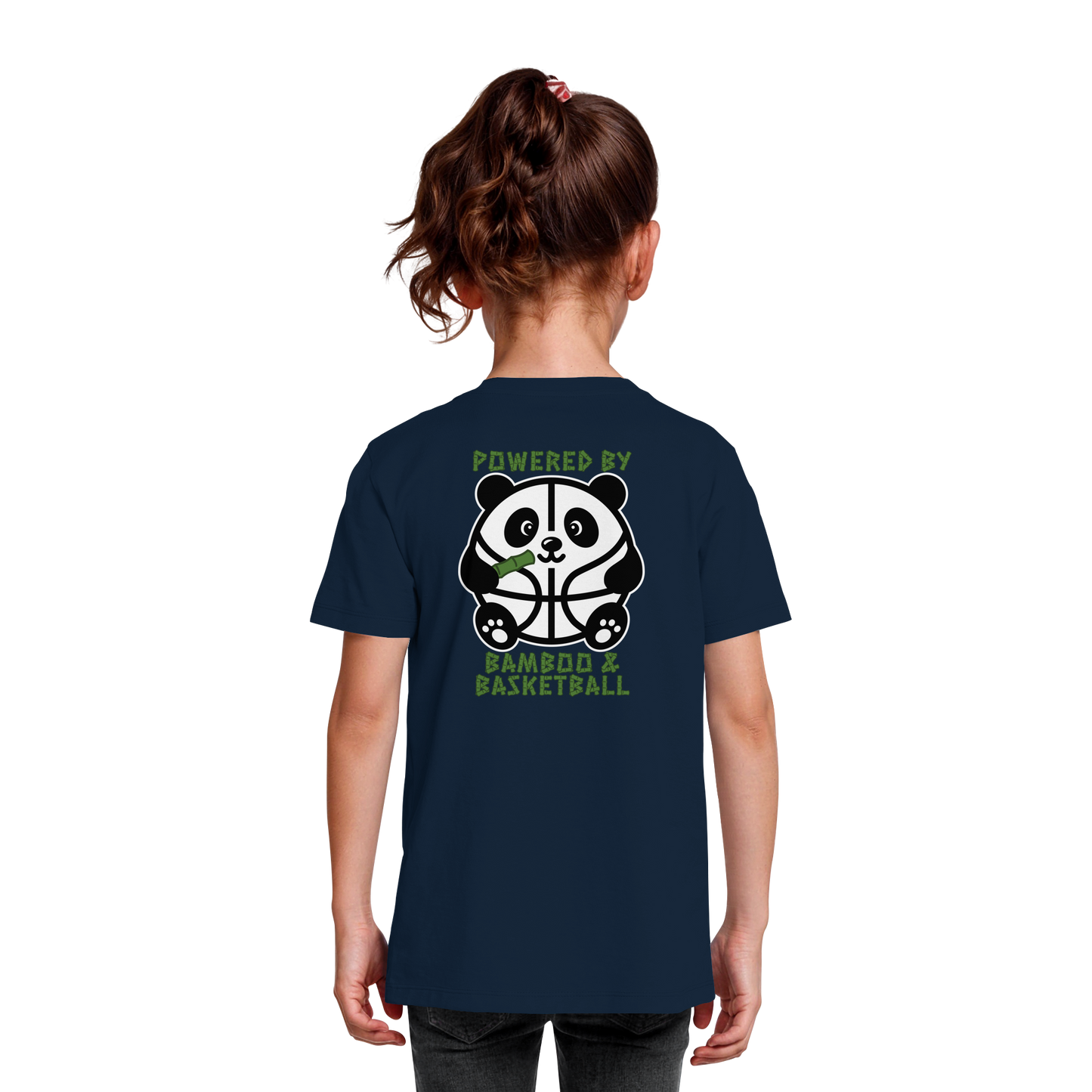 Basketball Panda Backprint - Kids Organic Shirt