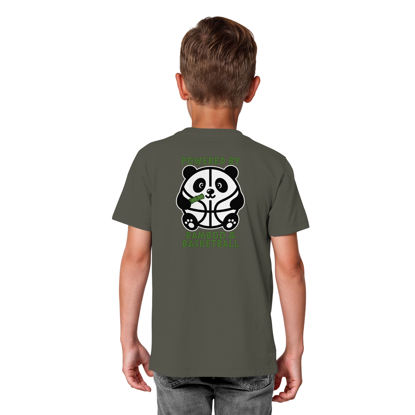 Basketball Panda Backprint - Kids Organic Shirt