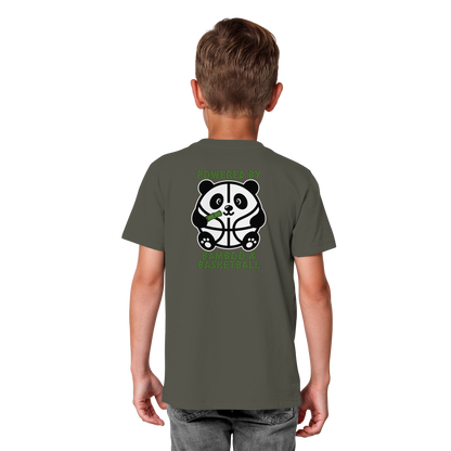 Basketball Panda Backprint - Kids Organic Shirt