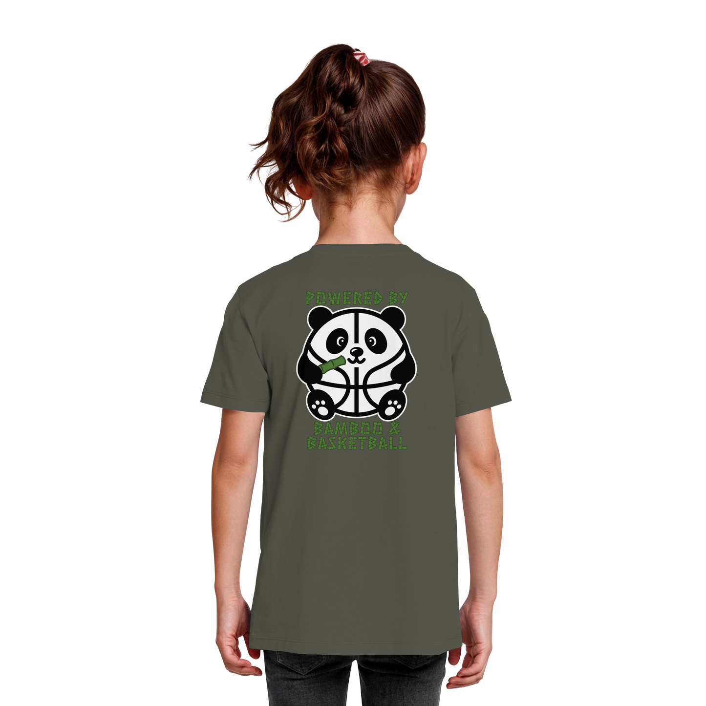 Basketball Panda Backprint - Kids Organic Shirt