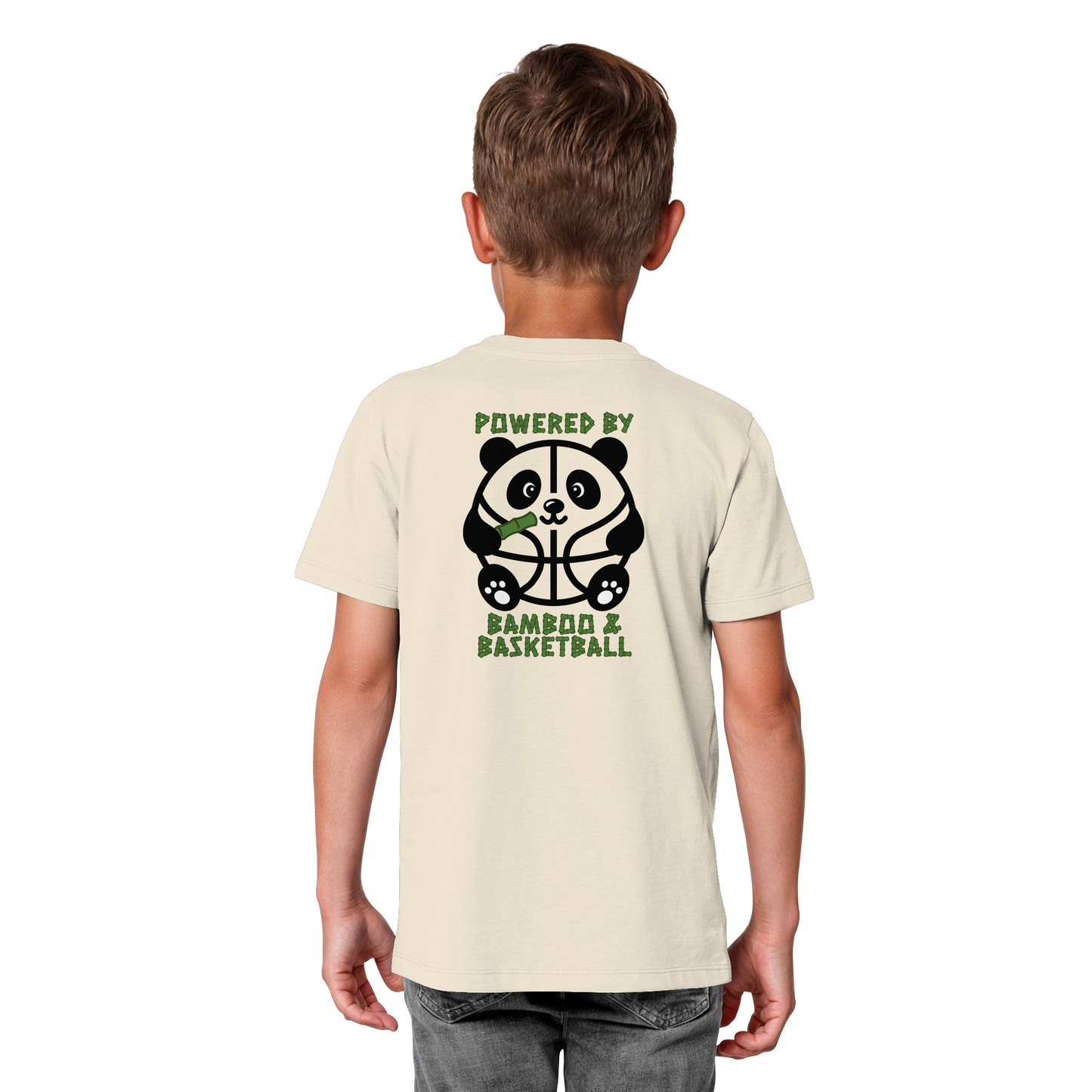 Basketball Panda Backprint - Kids Organic Shirt