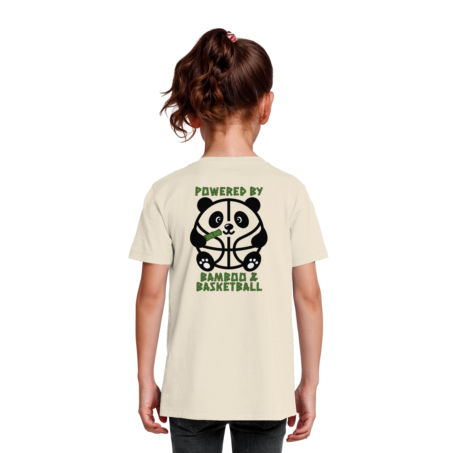 Basketball Panda Backprint - Kids Organic Shirt
