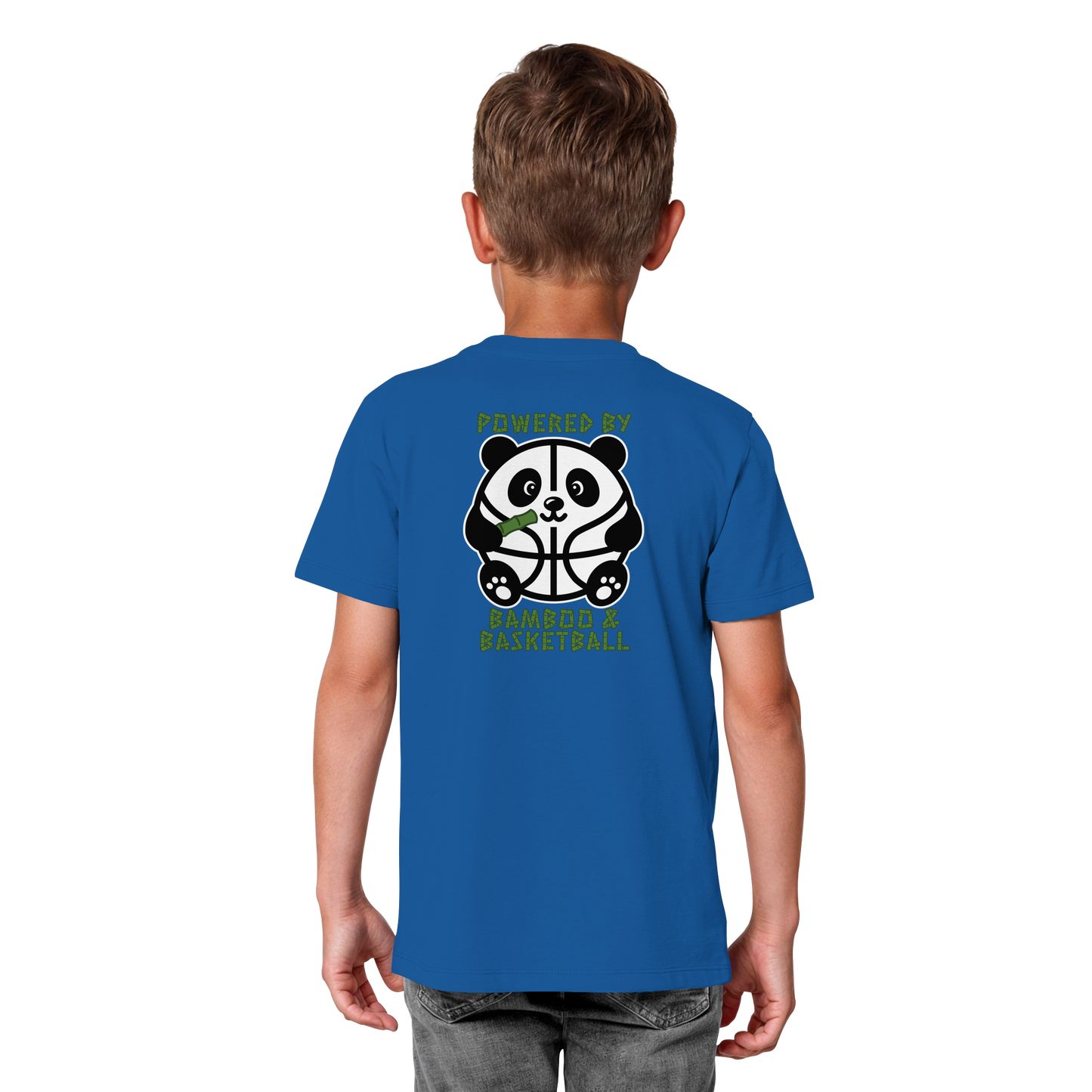 Basketball Panda Backprint - Kids Organic Shirt