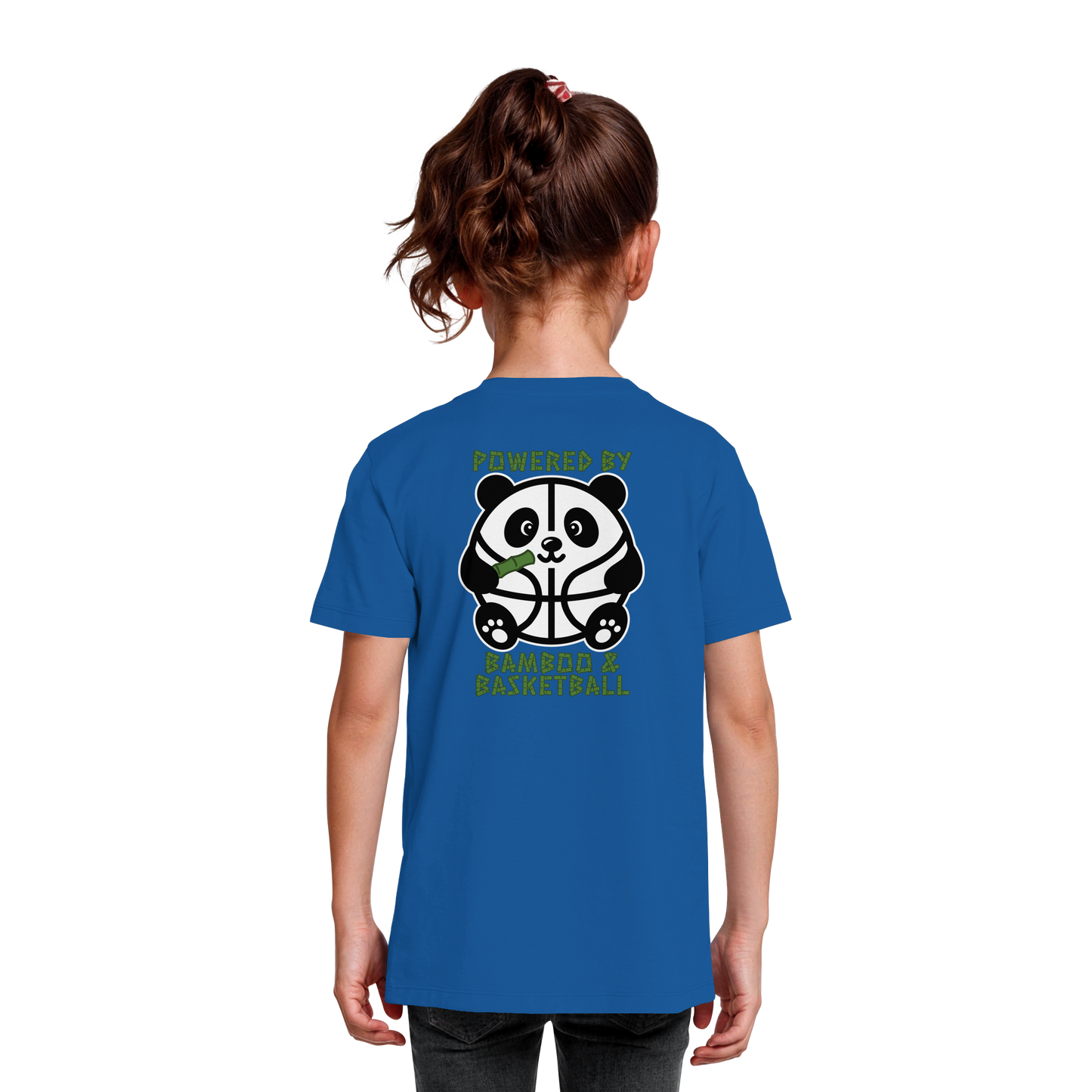 Basketball Panda Backprint - Kids Organic Shirt