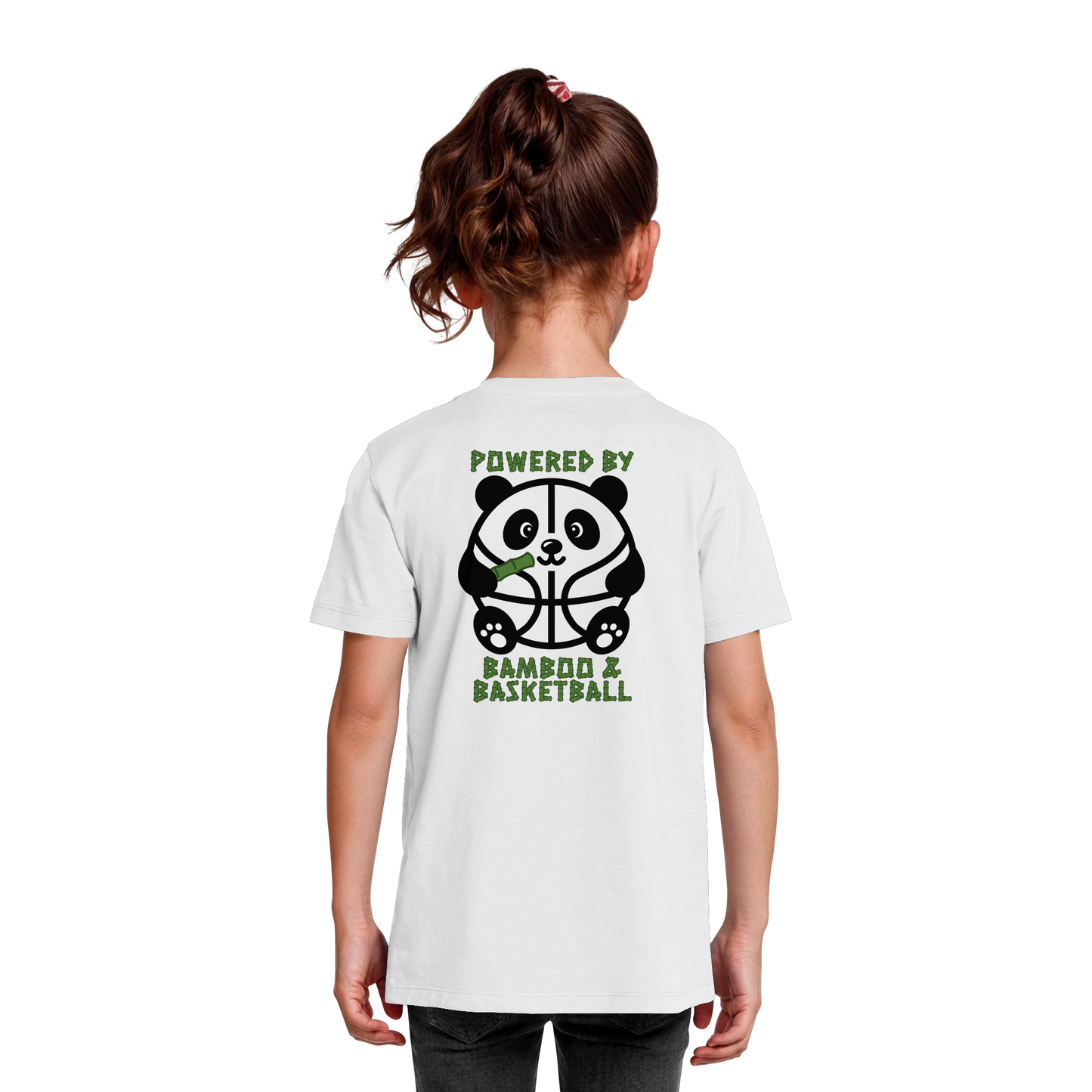 Basketball Panda Backprint - Kids Organic Shirt