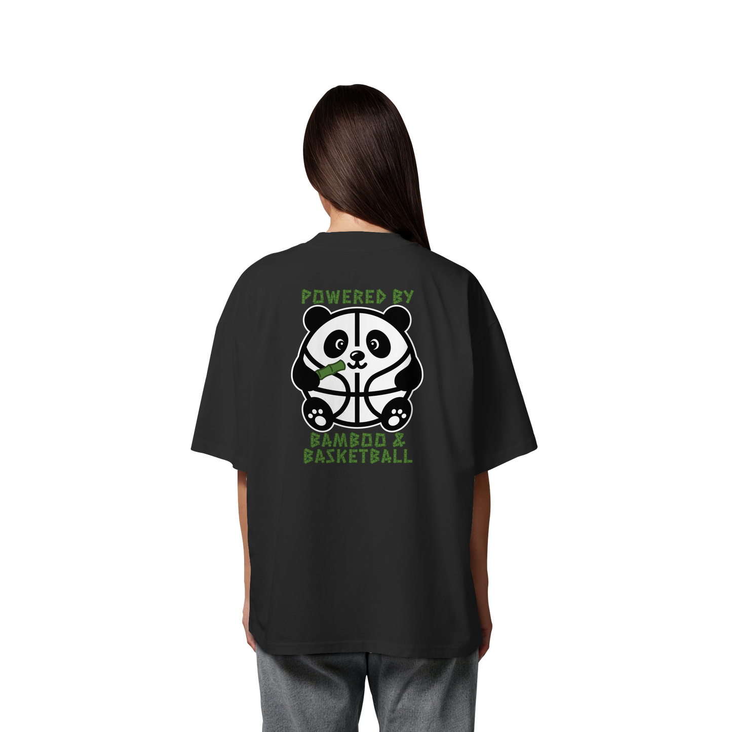 Basketball Panda Backprint - Organic Oversize Shirt