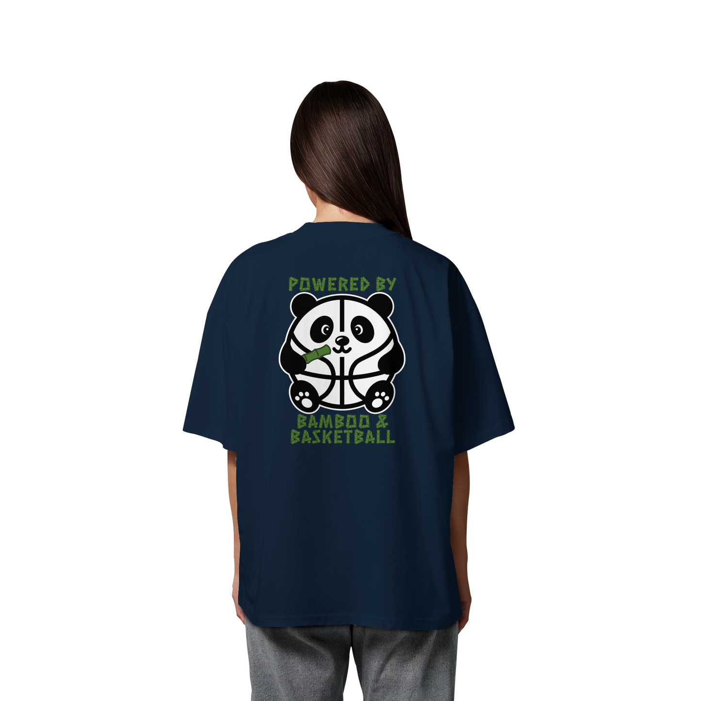 Basketball Panda Backprint - Organic Oversize Shirt