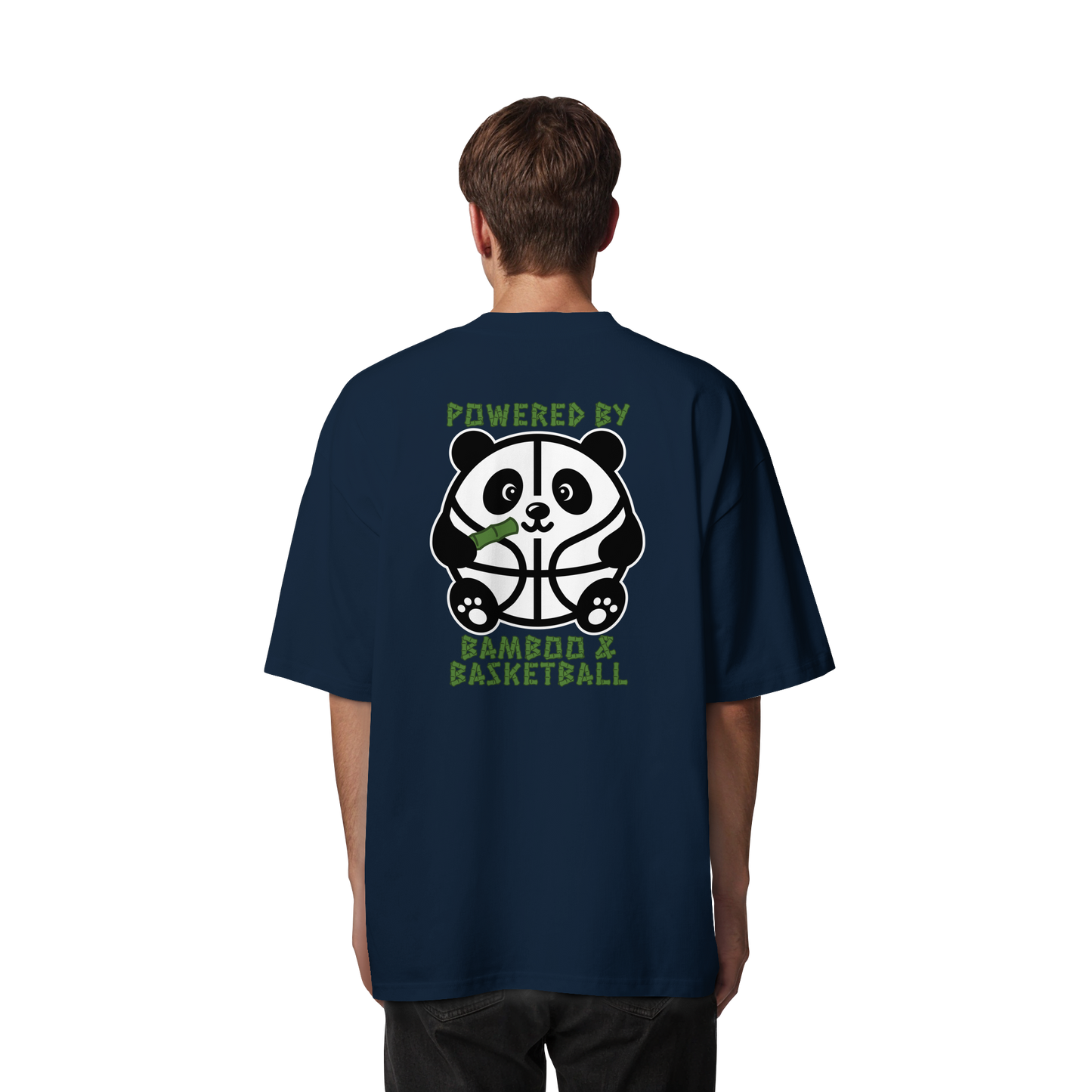 Basketball Panda Backprint - Organic Oversize Shirt
