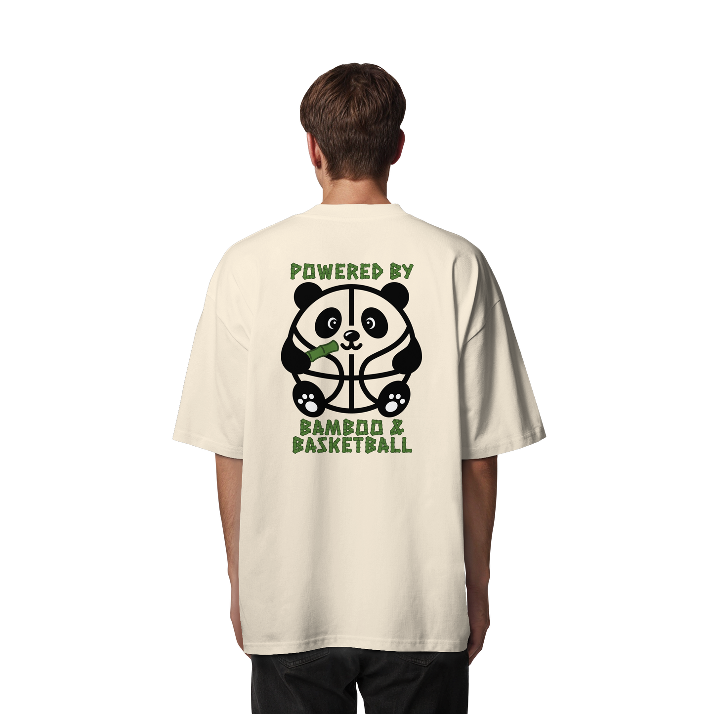 Basketball Panda Backprint - Organic Oversize Shirt