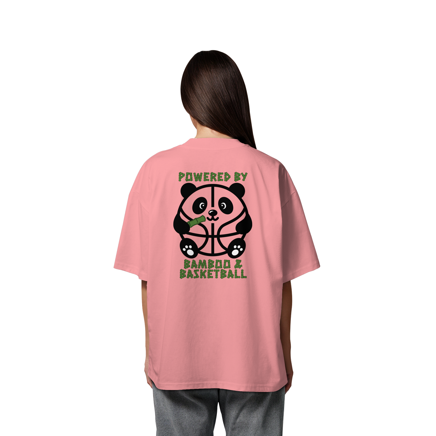 Basketball Panda Backprint - Organic Oversize Shirt