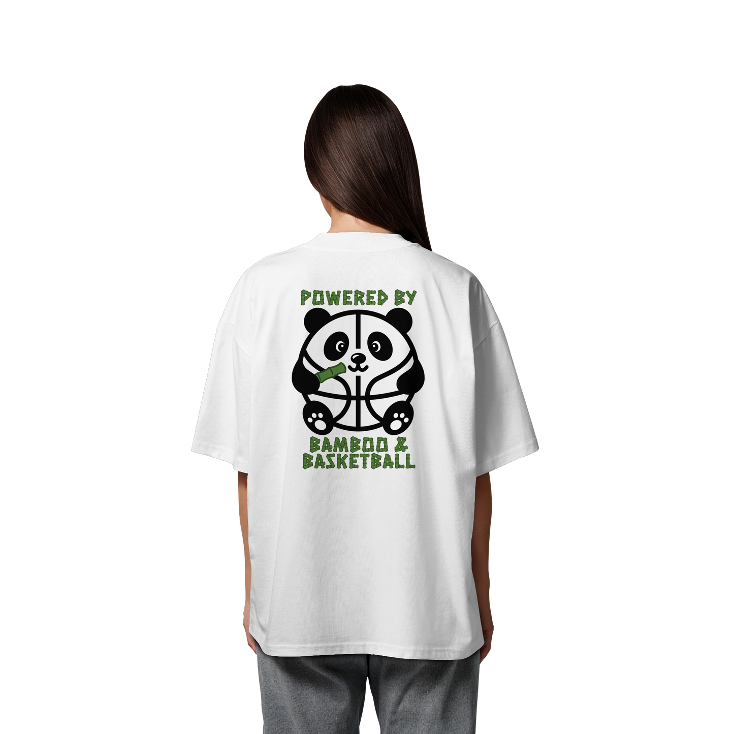 Basketball Panda Backprint - Organic Oversize Shirt
