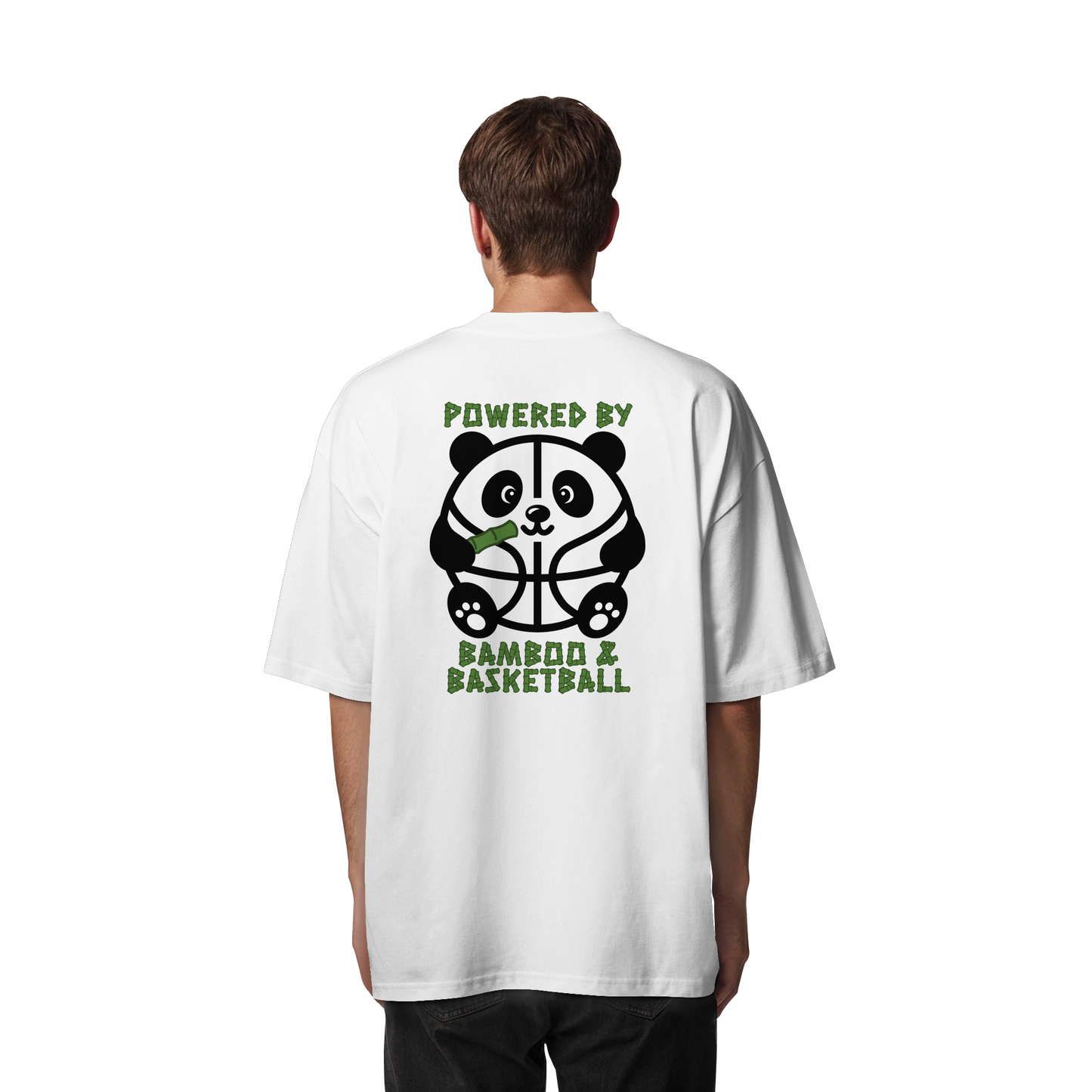 Basketball Panda Backprint - Organic Oversize Shirt