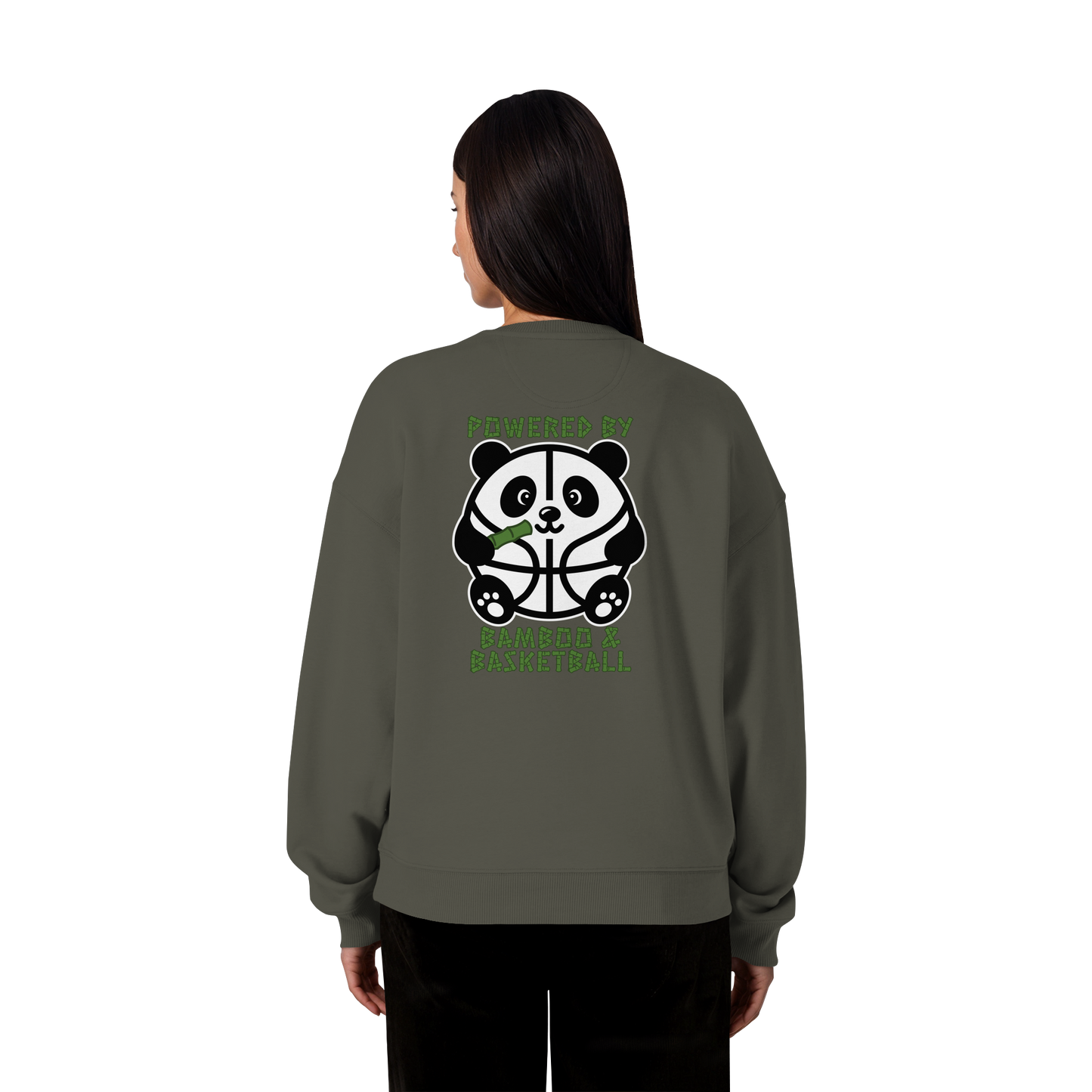Basketball Panda Backprint - Organic Oversize Sweatshirt