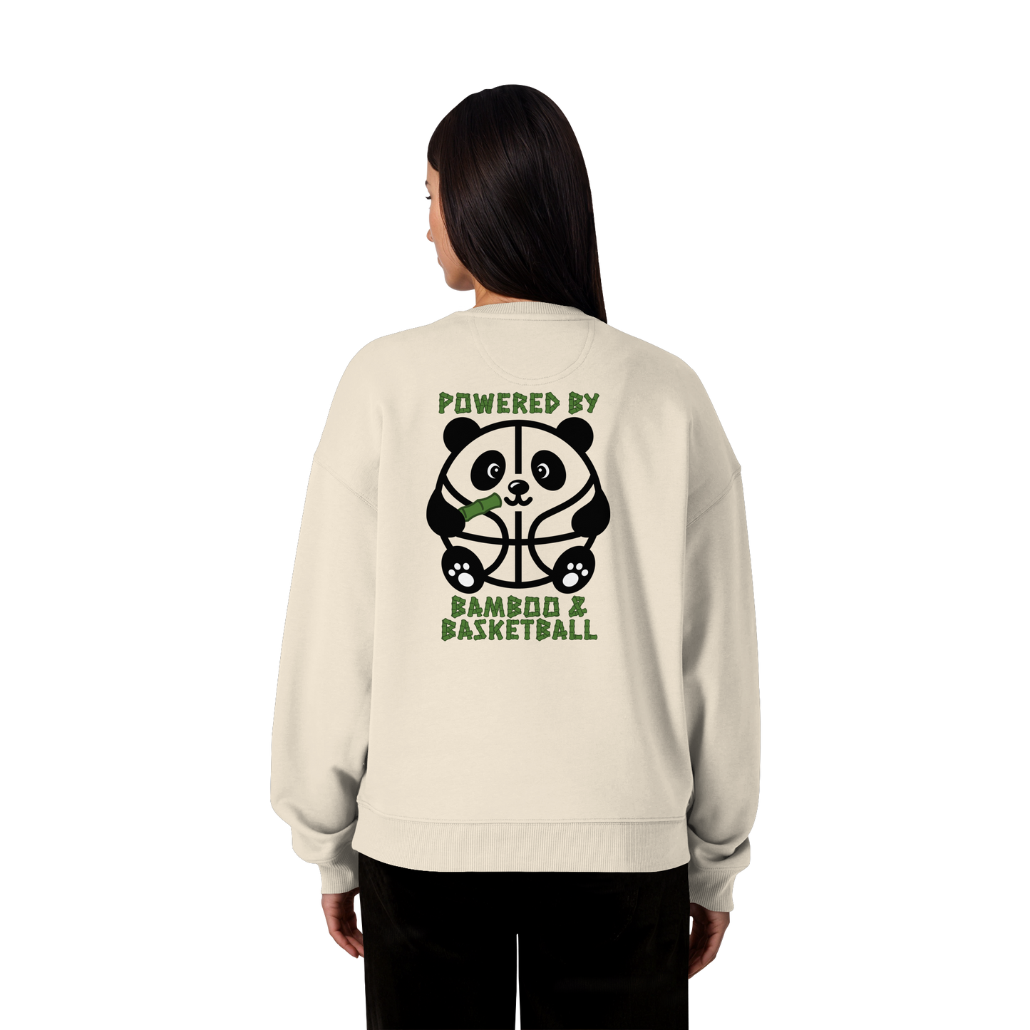 Basketball Panda Backprint - Organic Oversize Sweatshirt
