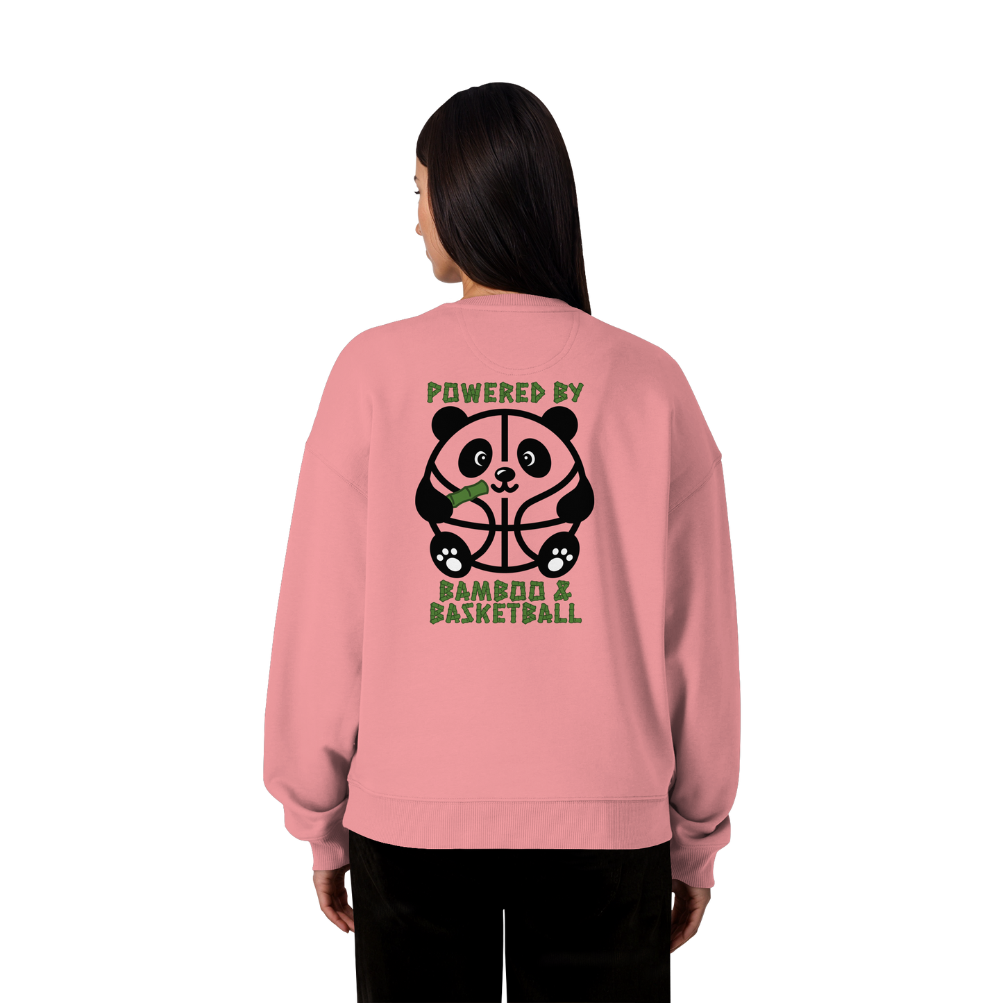 Basketball Panda Backprint - Organic Oversize Sweatshirt