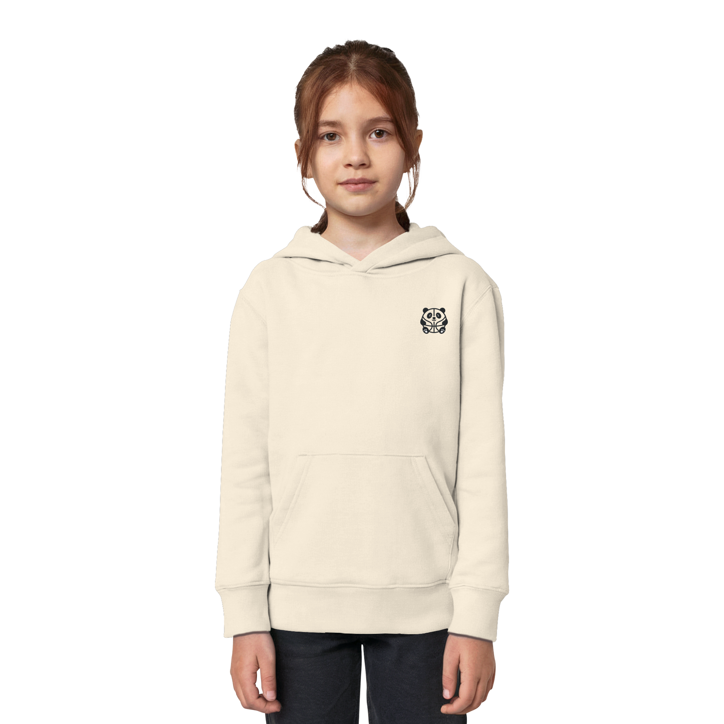 Basketball Panda Backprint - Kids Organic Hoodie