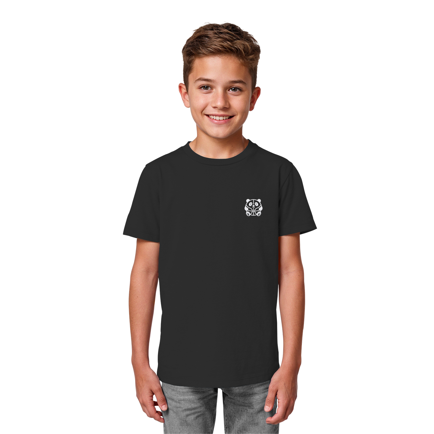 Basketball Panda Backprint - Kids Organic Shirt