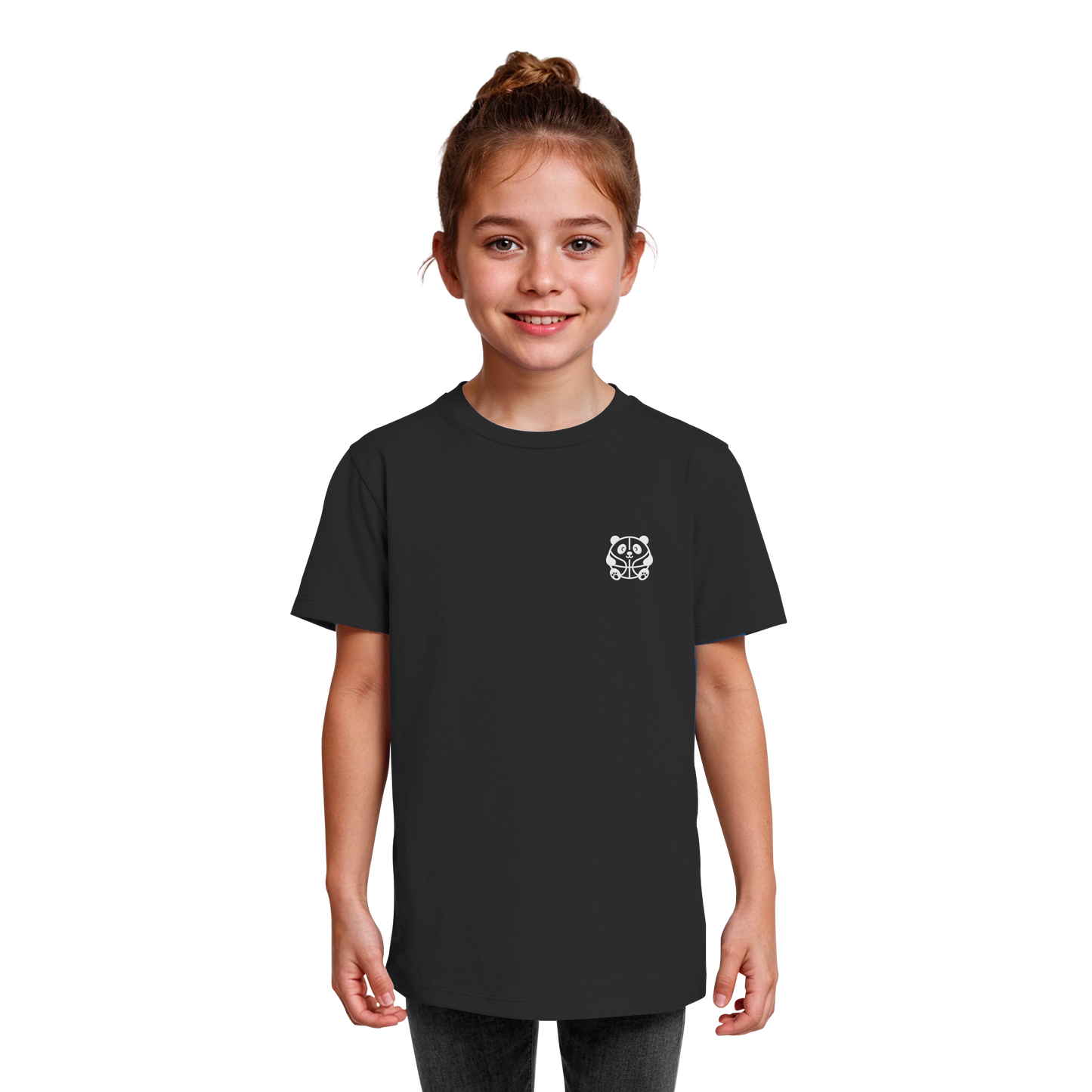 Basketball Panda Backprint - Kids Organic Shirt