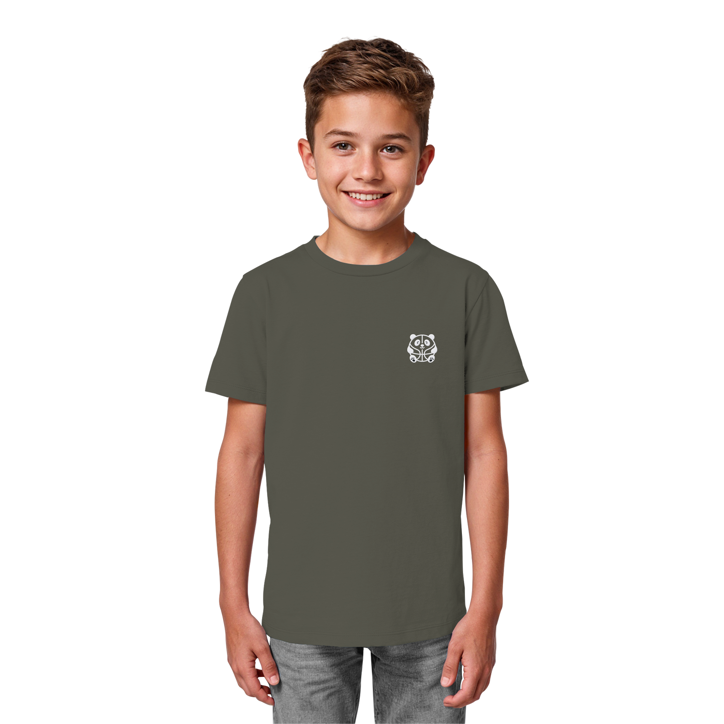 Basketball Panda Backprint - Kids Organic Shirt