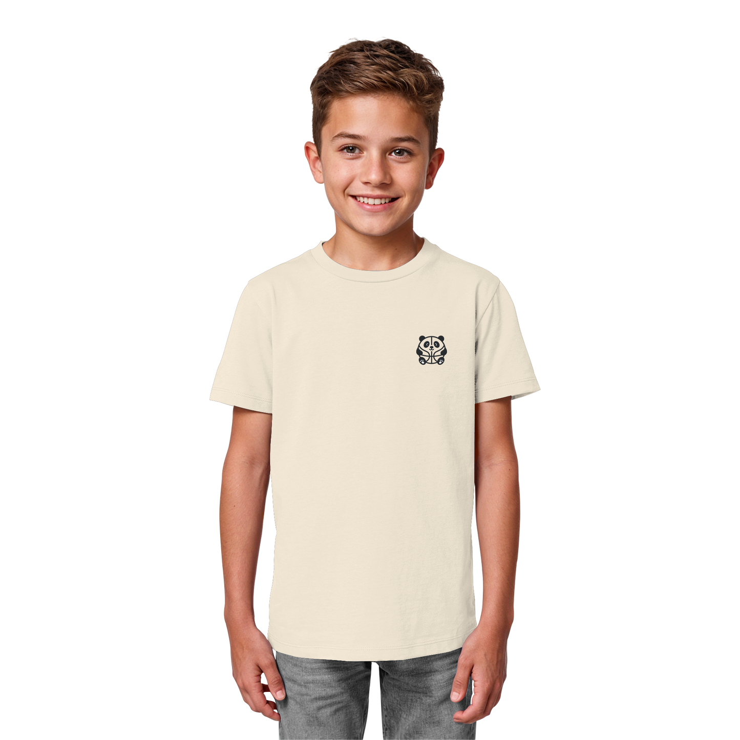 Basketball Panda Backprint - Kids Organic Shirt