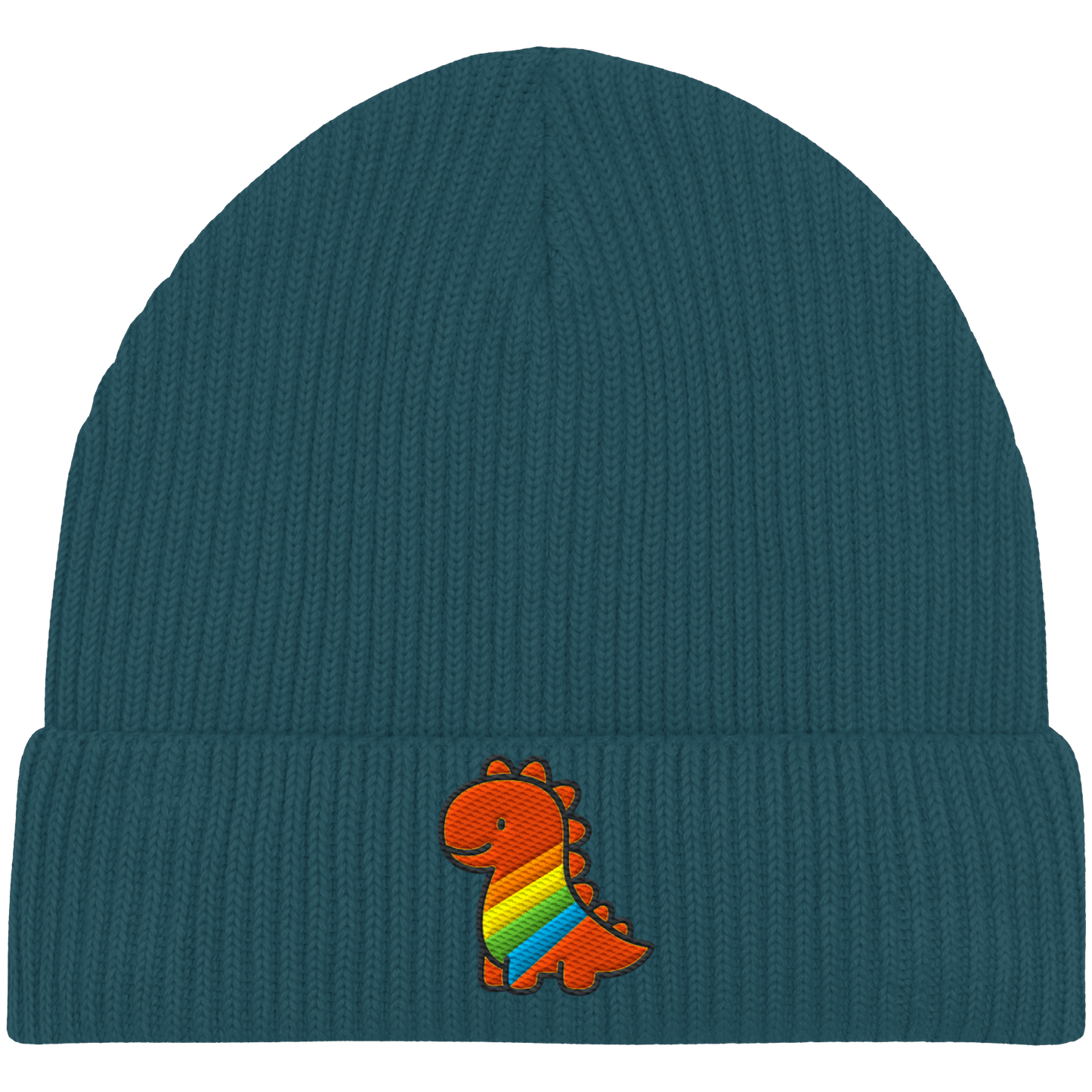 Rainbow Dino - Organic Fisherman Beanie